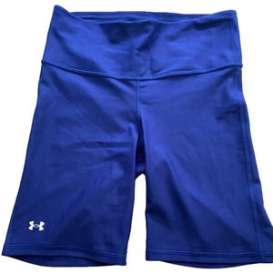 UNDER Armour 9” High Rise Heat Gear Compression Bike Short Blue Sz M